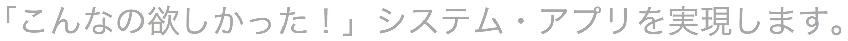 「こんなの欲しかった！」システム・アプリを実現します。